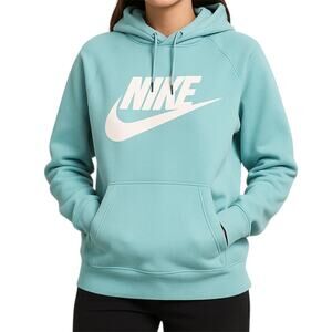 Nike Light Blue Pullover Hoodie Unisex Medium Classic Swoosh Logo Cozycore